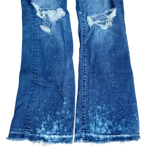 AEO High Rise Super Stretch & Flare Splattered Distressed Jeans - Picture 2 of 14